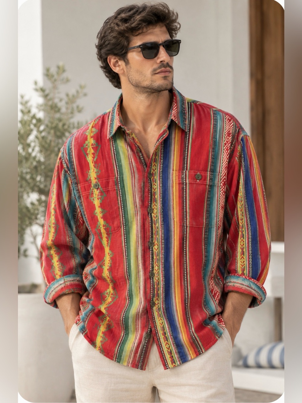NWOT Ralph Lauren RLX Southwestern  Geometric Aztec Stripe Button Down Shirt XL